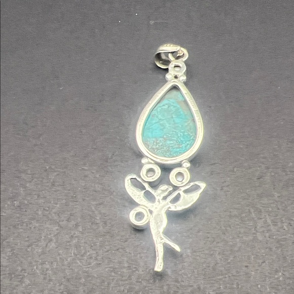 Silver and Turquoise Fairy Pendant - Picture 2 of 3